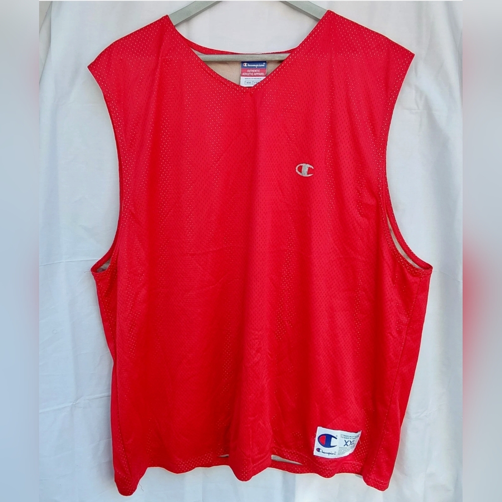 Champion Red Sleeveless Athletic Jersey Vintage